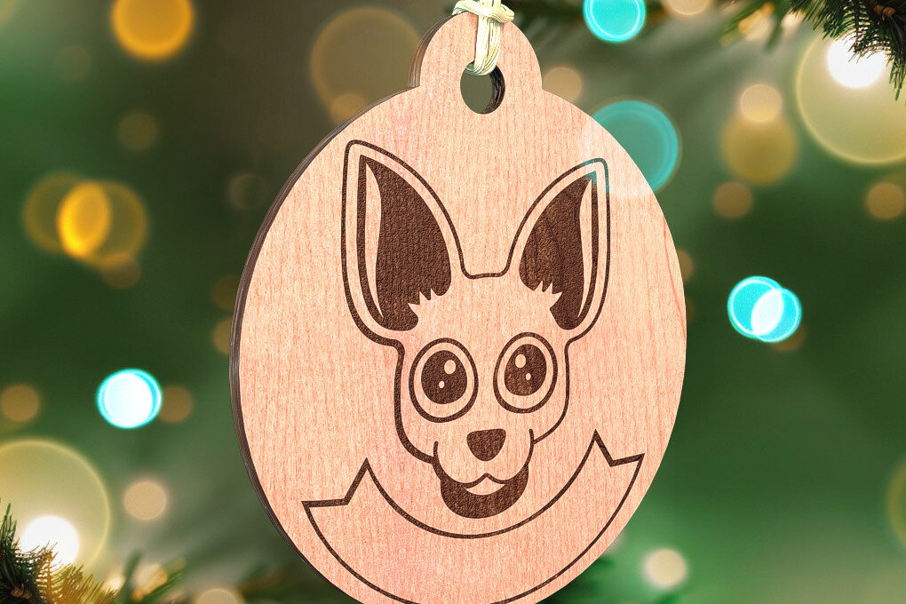 Σετ των 3 Intra απο ξύλο plywood 3mm-4mm πάχος - Στολίδι σκύλου με λέιζερ  | Λέιζερ σκύλου Δίασταση 6x6 cm INTRAFABR-72472695