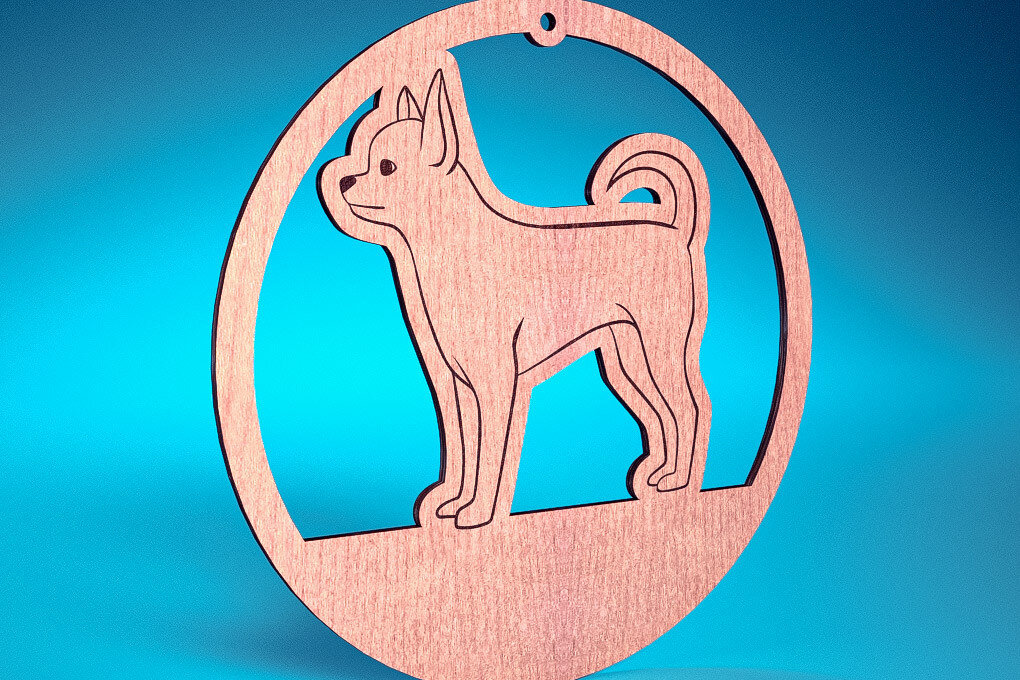 Σετ των 3 Intra απο ξύλο plywood 3mm-4mm πάχος - Στολίδι σκύλου με λέιζερ  | Λέιζερ σκύλου Δίασταση 6x6 cm INTRAFABR-72482260