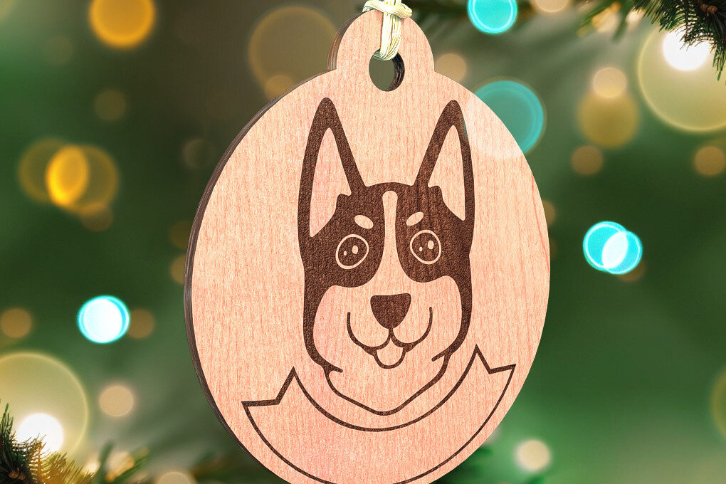 Σετ των 3 Intra απο ξύλο plywood 3mm-4mm πάχος - Στολίδι σκύλου με λέιζερ  | Λέιζερ σκύλου Δίασταση 6x6 cm INTRAFABR-72472714