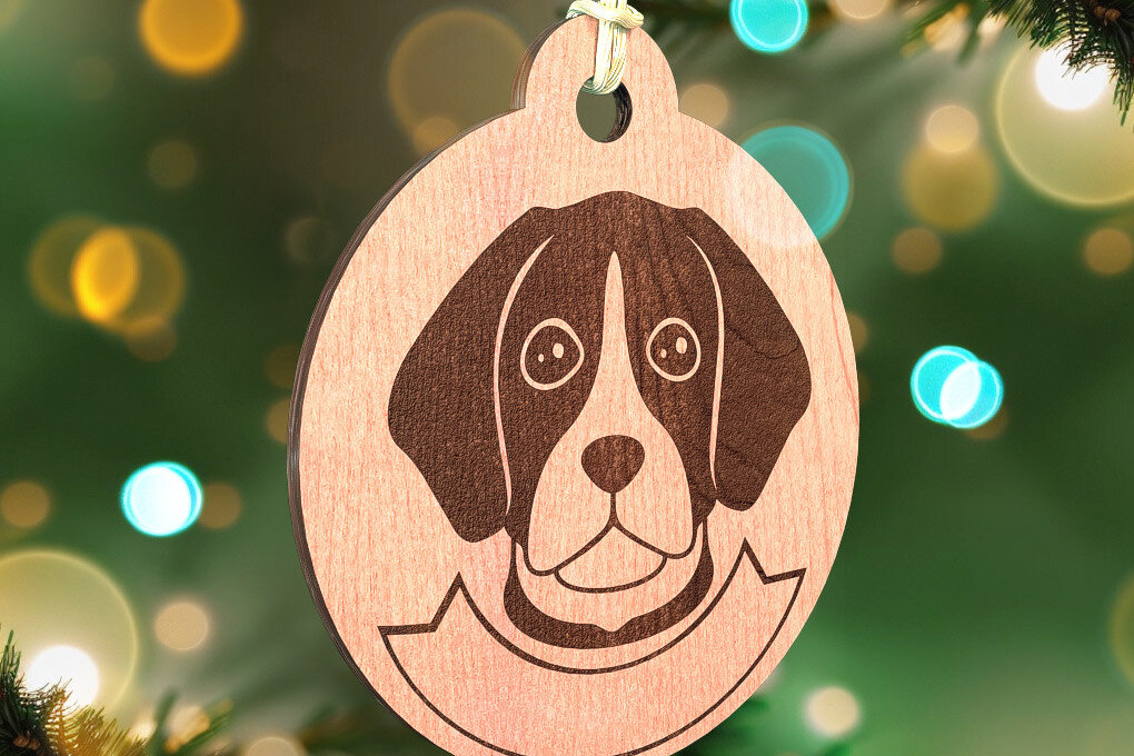 Σετ των 3 Intra απο ξύλο plywood 3mm-4mm πάχος - Στολίδι σκύλου με λέιζερ  | Λέιζερ σκύλου Δίασταση 6x6 cm INTRAFABR-72472793