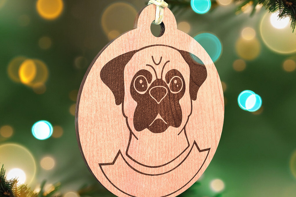 Σετ των 3 Intra απο ξύλο plywood 3mm-4mm πάχος - Στολίδι σκύλου με λέιζερ  | Λέιζερ σκύλου Δίασταση 6x6 cm INTRAFABR-72472829