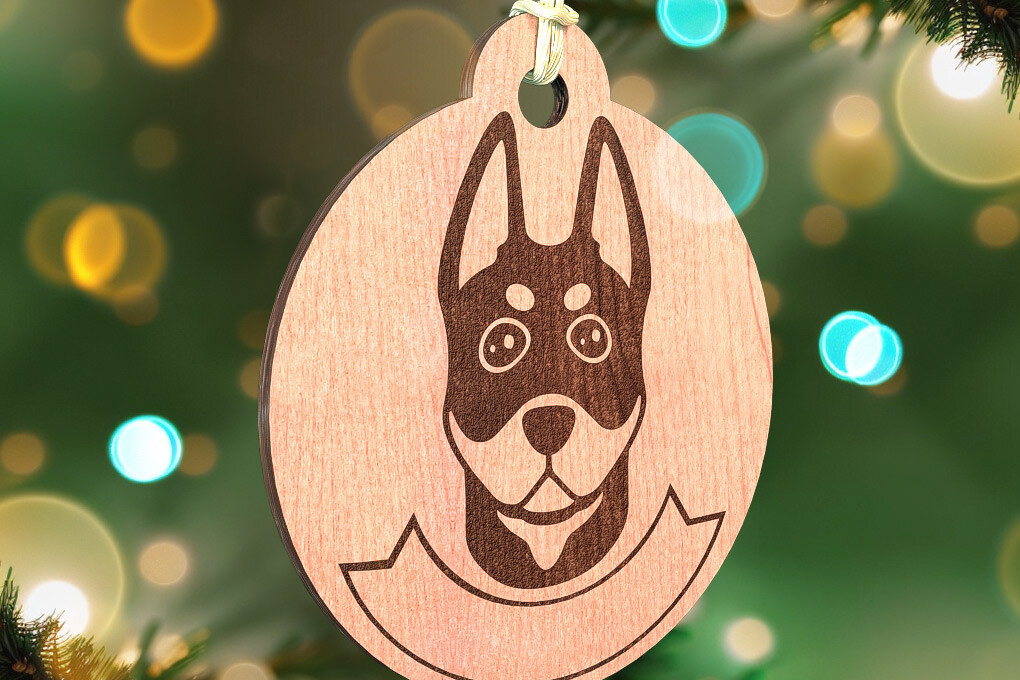 Σετ των 3 Intra απο ξύλο plywood 3mm-4mm πάχος - Στολίδι σκύλου με λέιζερ  | Λέιζερ σκύλου Δίασταση 6x6 cm INTRAFABR-72472887