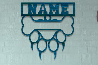 Intra απο ξύλο plywood 3mm-4mm πάχος - Σήμα ονόματος ποδιού σκύλου  Laser Cut Δίασταση 30x20 cm INTRAFABR-75730175