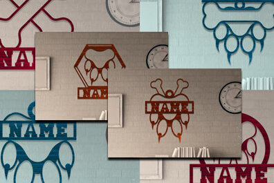 Intra απο ξύλο plywood 3mm-4mm πάχος - Σύμβολο ονόματος ποδιού σκύλου  Δέσμη κοπής με λέιζερ Δίασταση 30x20 cm INTRAFABR-76426566