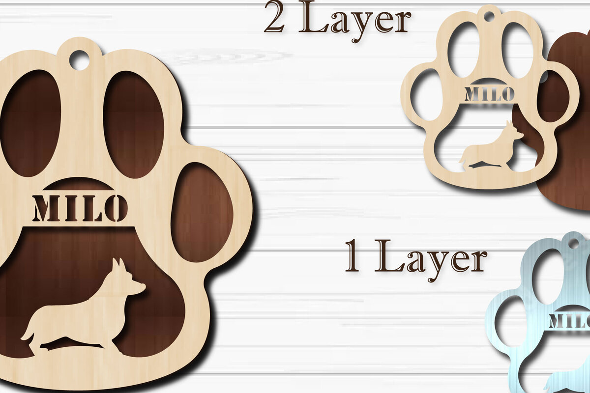 Σετ των 3 Intra απο ξύλο plywood 3mm-4mm πάχος - Στολίδι για σκύλους  Corgi Δίασταση 4x4 cm INTRAFABR-92886780