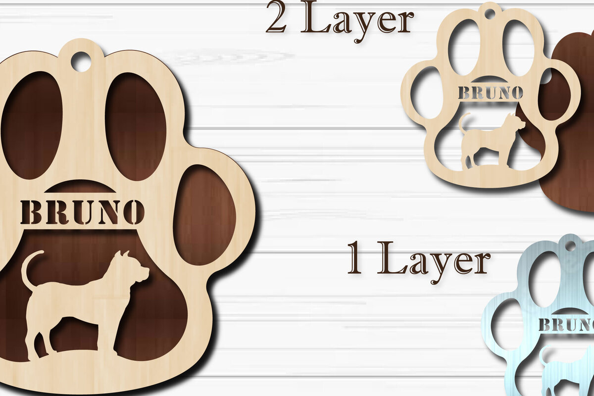 Σετ των 3 Intra απο ξύλο plywood 3mm-4mm πάχος - Στολίδι για σκύλους  Πιτ Μπουλ Δίασταση 4x4 cm INTRAFABR-92853356