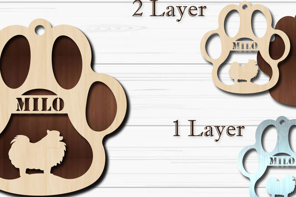 Σετ των 3 Intra απο ξύλο plywood 3mm-4mm πάχος - Στολίδι για σκύλους  Pomeranian Δίασταση 4x4 cm INTRAFABR-92886049