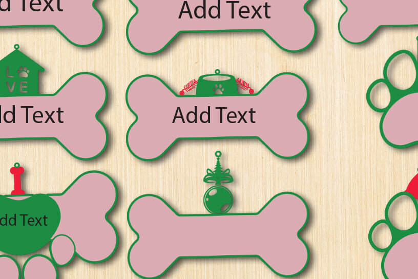 Σετ των 2 Intra απο ξύλο plywood 3mm-4mm πάχος - Χριστουγεννιάτικο στολίδι Dog Paw Pet Δίασταση 15x18 cm INTRAFABR-93258931