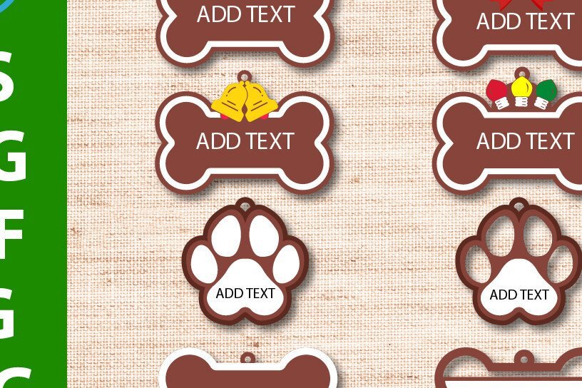 Σετ των 3 Intra απο ξύλο plywood 3mm-4mm πάχος - Χριστουγεννιάτικο στολίδι Dog Paw Pet Δίασταση 3x3 cm INTRAFABR-44512453