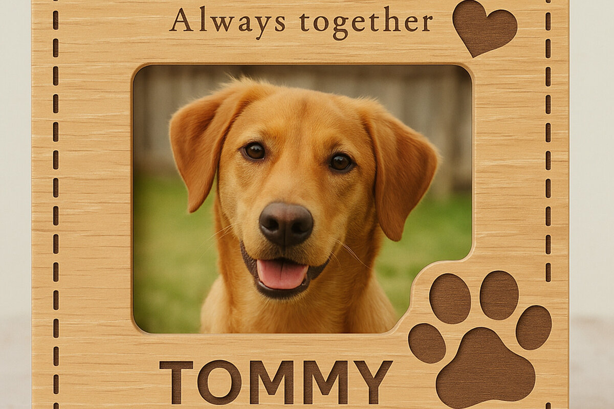 Σετ των 3 Intra απο ξύλο plywood 3mm-4mm πάχος -  κοπής  με λέιζερ Κορνίζα φωτογραφιών σκύλου Δίασταση 4x4 cm INTRAFABR-120644963