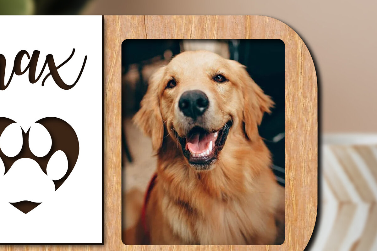 Intra απο ξύλο plywood 3mm-4mm πάχος -  κοπής με λέιζερ για κορνίζα σκύλου Δίασταση 20x25 cm INTRAFABR-28490996