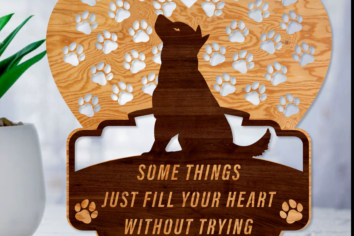 Σετ των 2 Intra απο ξύλο plywood 3mm-4mm πάχος - Dog Pop Up Decor  κοπής με λέιζερ 3d  Δίασταση 20x20 cm INTRAFABR-59986045