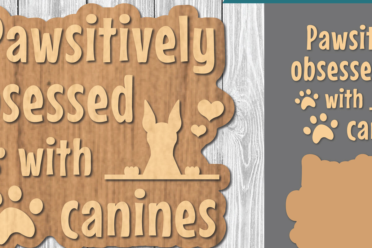 Σετ των 2 Intra απο ξύλο plywood 3mm-4mm πάχος - Διακόσμηση κοπής με λέιζερ αποσπάσματα σκύλου  4 Δίασταση 20x20 cm INTRAFABR-106885924