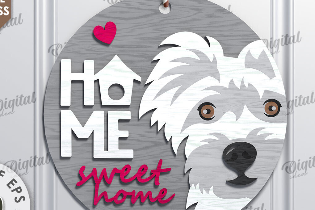 Intra απο ξύλο plywood 3mm-4mm πάχος - Σχέδιο κοπής με λέιζερ στρογγυλή πινακίδα σκύλου Δίασταση 30x20 cm INTRAFABR-111283751