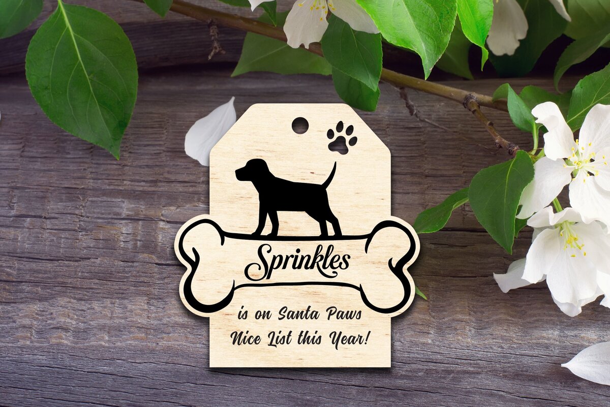 Intra απο ξύλο plywood 3mm-4mm πάχος - Dog Santa Paws Nice List Tag Δίασταση 20x20 cm INTRAFABR-37054573