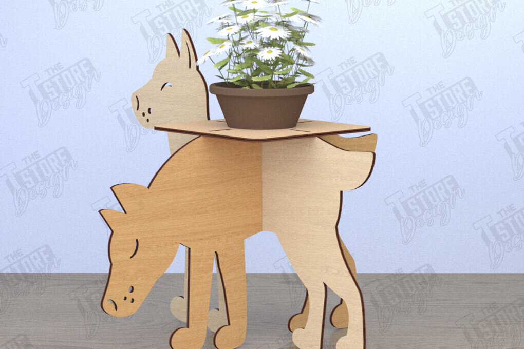 Intra απο ξύλο plywood 3mm-4mm πάχος - Στάση γλάστρας σε σχήμα σκύλου |  CNC Δίασταση 30x20 cm INTRAFABR-119540182