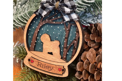 Σετ των 3 Intra απο ξύλο plywood 3mm-4mm πάχος - Στολίδι με στρώματα Snowglobe για σκύλους Δίασταση 6x6 cm INTRAFABR-25511253