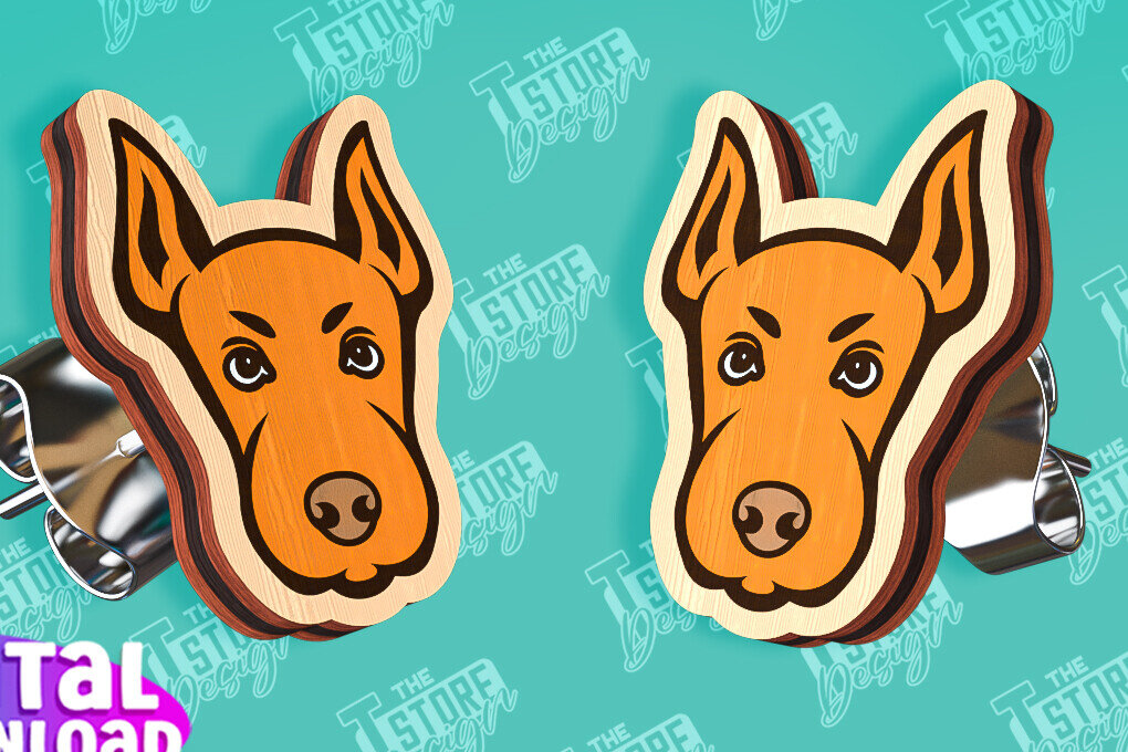 Σετ των 3 Intra απο ξύλο plywood 3mm-4mm πάχος - Πρότυπα κοπής με λέιζερ σκουλαρίκια με καρφιά σκύλου Δίασταση 3x3 cm INTRAFABR-96201272