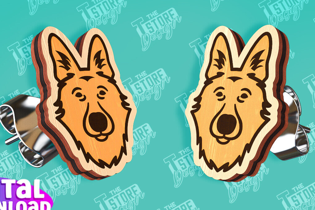 Σετ των 3 Intra απο ξύλο plywood 3mm-4mm πάχος - Πρότυπα κοπής με λέιζερ σκουλαρίκια με καρφιά σκύλου Δίασταση 3x3 cm INTRAFABR-96201244