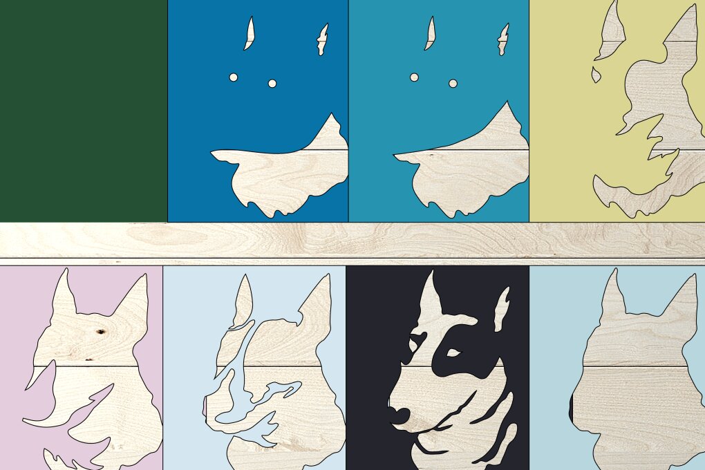 Σετ των 2 Intra απο ξύλο plywood 3mm-4mm πάχος -  Dog  για Cricut, Dog 3d Shadowbox Δίασταση 25x25 cm INTRAFABR-76594873