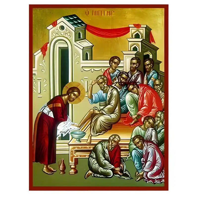 Σετ των 2 Εικόνα Ορθοδοξίας με περίγραμμα χρυσό σε ξύλο Φλαμουρίας  με  βάση Εικόνα Ιερός Νιπτήρ Χειροποίητη Ελληνορθόδοξη , Κρεμαστή πλάκα βυζαντινής τέχνης, χριστιανική τέχνη Διάσταση 10x7 cm (3,9 x 2,8 ίντσες) INTRAEK-670979