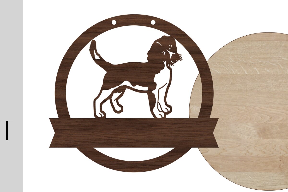 Σετ των 2 Intra απο ξύλο plywood 3mm-4mm πάχος - Σύμβολο καλωσορίσματος σκύλου και κενό Δίασταση 20x20 cm INTRAFABR-13922438