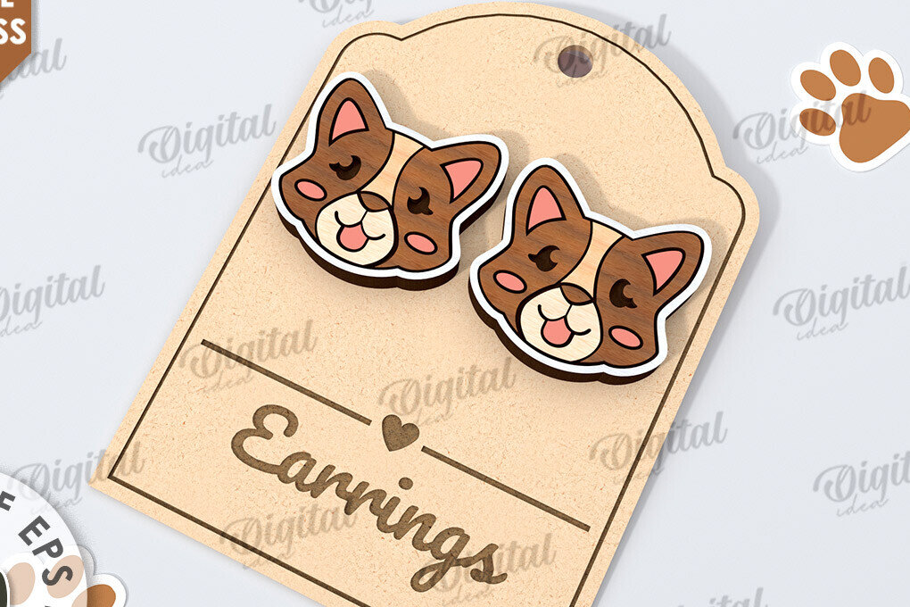 Σετ των 3 Intra απο ξύλο plywood 3mm-4mm πάχος - Σκουλαρίκια με λέιζερ για σκύλους. Σκουλαρίκια για κατοικίδια Δίασταση 3x3 cm INTRAFABR-115292803