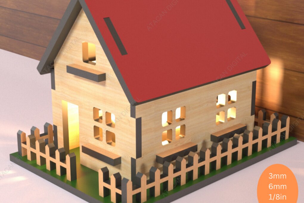 Σετ των 3 Intra απο ξύλο plywood 3mm-4mm πάχος -  κοπής λέιζερ κουκλόσπιτου 131 Δίασταση 4x4 cm INTRAFABR-118106437