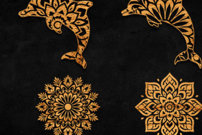 Intra απο ξύλο plywood 3mm-4mm πάχος - Dolphin Mandala  Silhouette Δίασταση 30x30 cm INTRAFABR-101829558