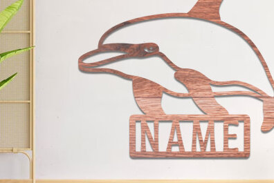 Intra απο ξύλο plywood 3mm-4mm πάχος - Dolphin Name Sin  Laser Cut Δίασταση 30x20 cm INTRAFABR-74828398