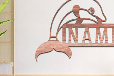 Intra απο ξύλο plywood 3mm-4mm πάχος - Dolphin Name Sin  Laser Cut Δίασταση 30x20 cm INTRAFABR-74828421