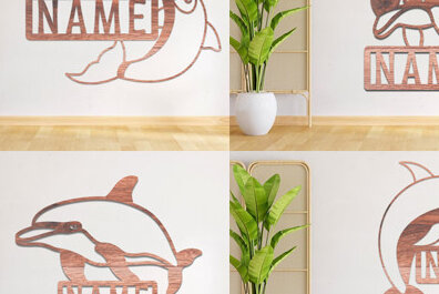 Intra απο ξύλο plywood 3mm-4mm πάχος - Πακέτο κοπής λέιζερ  Sign Name Dolphin Δίασταση 30x20 cm INTRAFABR-74990797