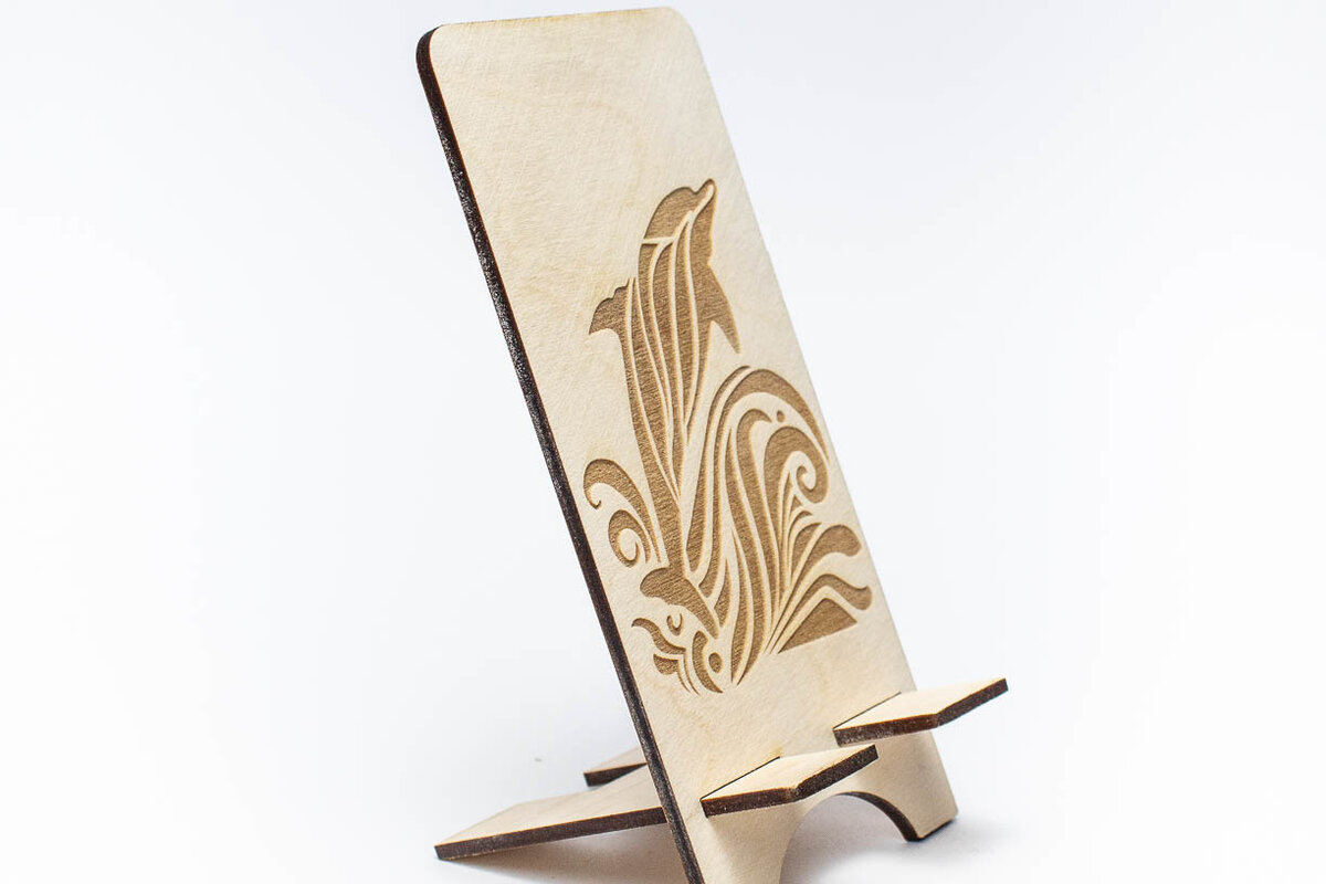 Σετ των 2 Intra απο ξύλο plywood 3mm-4mm πάχος - Τηλεφωνική βάση Dolphin with Waves Δίασταση 20x20 cm INTRAFABR-66103392