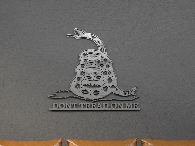 Σετ των 2 Intra απο ξύλο plywood 3mm-4mm πάχος - Don't Tread on Me - Metal Art Δίασταση 20x20 cm INTRAFABR-33813408