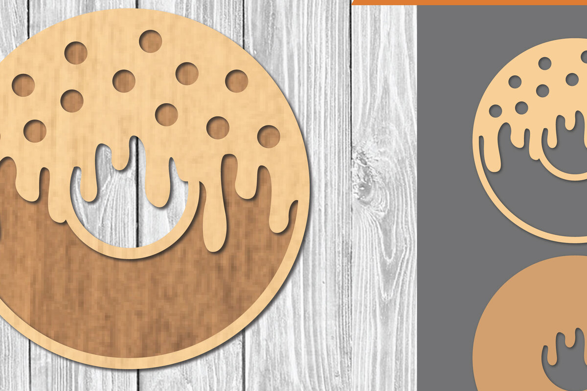 Σετ των 2 Intra απο ξύλο plywood 3mm-4mm πάχος - Διακόσμηση κοπής με λέιζερ ντόνατ  1 Δίασταση 20x20 cm INTRAFABR-109510927