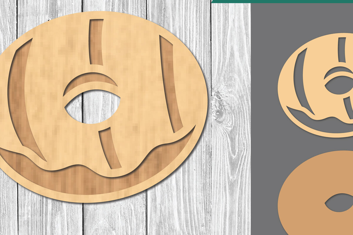 Σετ των 2 Intra απο ξύλο plywood 3mm-4mm πάχος - Διακόσμηση κοπής με λέιζερ ντόνατ  1 Δίασταση 20x20 cm INTRAFABR-109409905