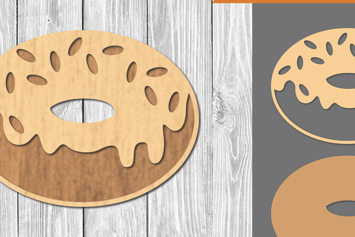 Σετ των 2 Intra απο ξύλο plywood 3mm-4mm πάχος - Διακόσμηση κοπής με λέιζερ ντόνατ  2 Δίασταση 20x20 cm INTRAFABR-109511005