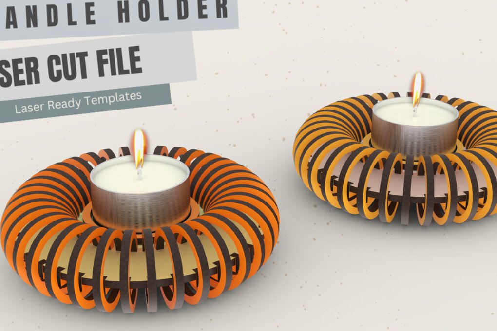 Σετ των 2 Intra απο ξύλο plywood 3mm-4mm πάχος - Ντόνατς, Κηροπήγιο, ,  Δίασταση 20x20 cm INTRAFABR-102160544