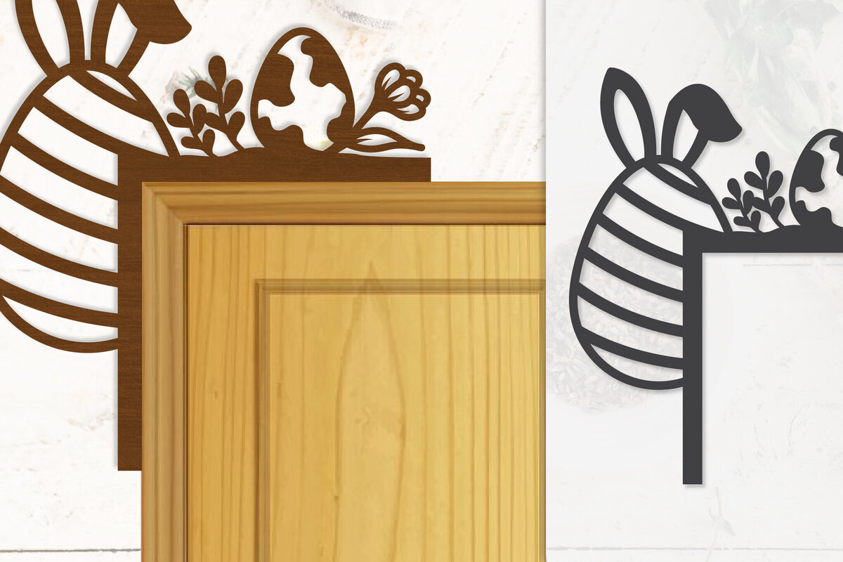 Σετ των 2 Intra απο ξύλο plywood 3mm-4mm πάχος - Γωνία πόρτας Καλό Πασχαλινό Αυγό Lasercut Δίασταση 20x20 cm INTRAFABR-116013633