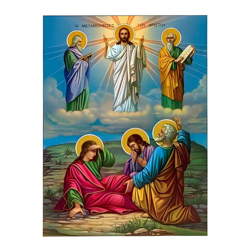 Σετ των 2 Εικόνα Ορθοδοξίας με περίγραμμα χρυσό σε ξύλο Φλαμουρίας  με  βάση Εικόνα Μεταμόρφωση του Χριστού Χειροποίητη Ελληνορθόδοξη , Κρεμαστή πλάκα βυζαντινής τέχνης, χριστιανική τέχνη Διάσταση 10x7 cm (3,9 x 2,8 ίντσες) INTRAEK-670803