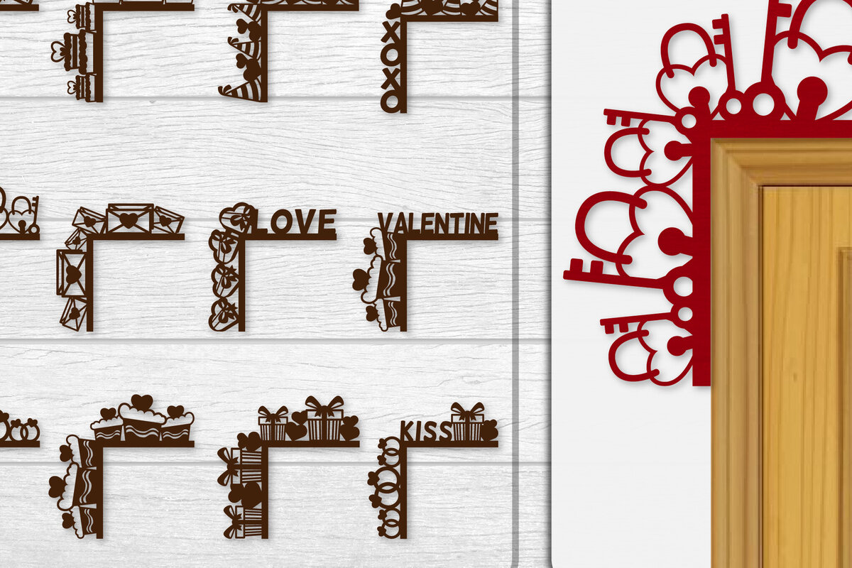 Σετ των 3 Intra απο ξύλο plywood 3mm-4mm πάχος - Γωνιακό Πορτάκι Valentine Lasercut BUNDLE 12 Δίασταση 20x20 cm INTRAFABR-114810593