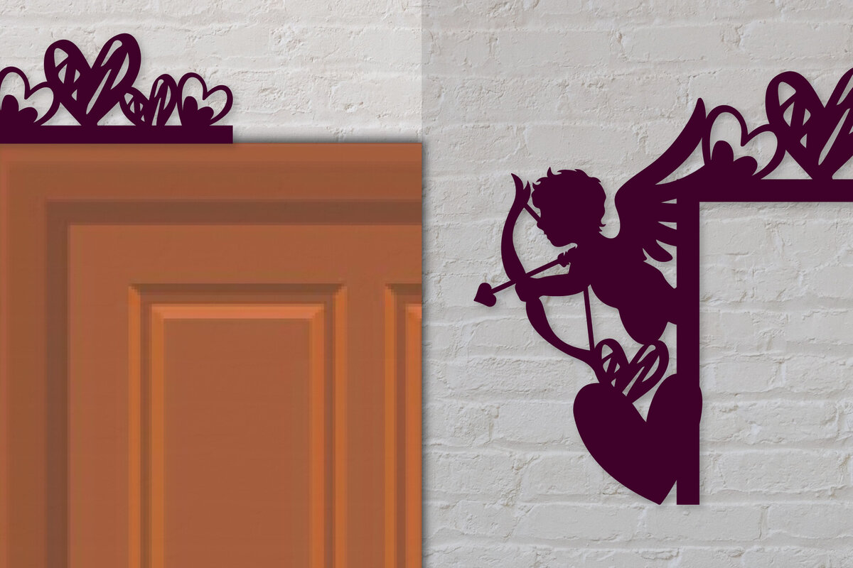 Σετ των 2 Intra απο ξύλο plywood 3mm-4mm πάχος - Γωνιακή πόρτα του Αγίου Βαλεντίνου Δίασταση 30x20 cm INTRAFABR-89057245