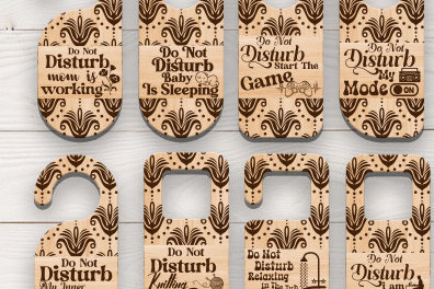 Σετ των 3 Intra απο ξύλο plywood 3mm-4mm πάχος - Κρεμάστρα πόμολο πόρτας Δέσμη  Cut Laser Δίασταση 20x20 cm INTRAFABR-84877689