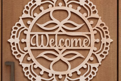 Intra απο ξύλο plywood 3mm-4mm πάχος - Σήμα υποδοχής πόρτας Laser Cut . Δίασταση 30x30 cm INTRAFABR-78340665