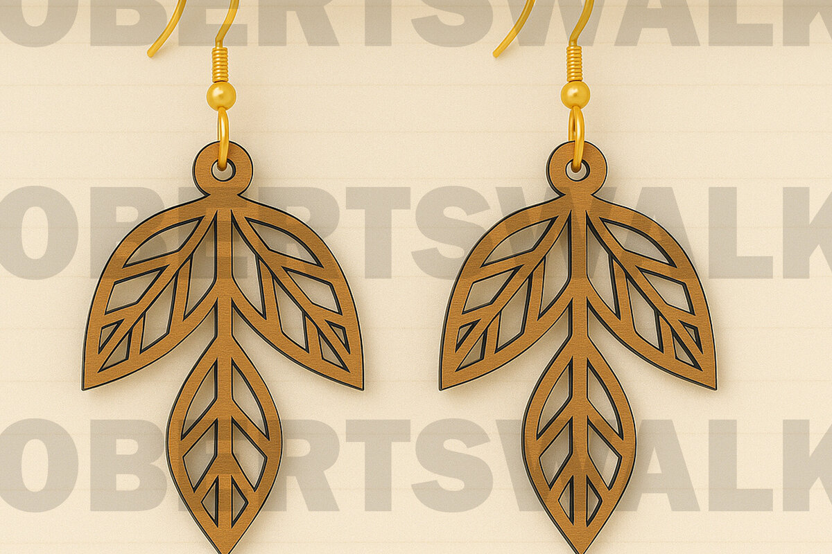 Σετ των 3 Intra απο ξύλο plywood 3mm-4mm πάχος - Σκουλαρίκια με διπλά φύλλα  Δίασταση 3x3 cm INTRAFABR-123755744