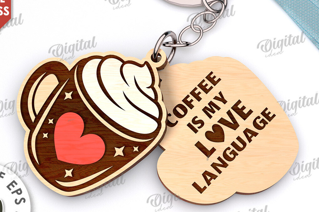 Σετ των 3 Intra απο ξύλο plywood 3mm-4mm πάχος - Κόψιμο με λέιζερ διπλό μπρελόκ Αγίου Βαλεντίνου Δίασταση 4x4 cm INTRAFABR-110312345