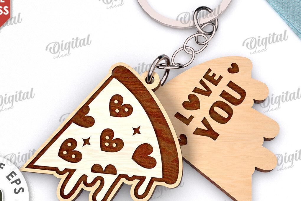 Σετ των 3 Intra απο ξύλο plywood 3mm-4mm πάχος - Κόψιμο με λέιζερ διπλό μπρελόκ Αγίου Βαλεντίνου Δίασταση 4x4 cm INTRAFABR-110312051