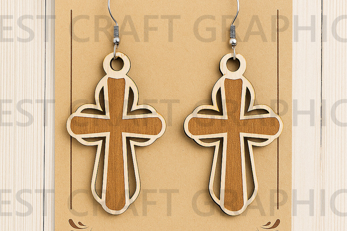Σετ των 3 Intra απο ξύλο plywood 3mm-4mm πάχος - Dove Earrings – Holy Spirit  Δίασταση 3x3 cm INTRAFABR-124957714