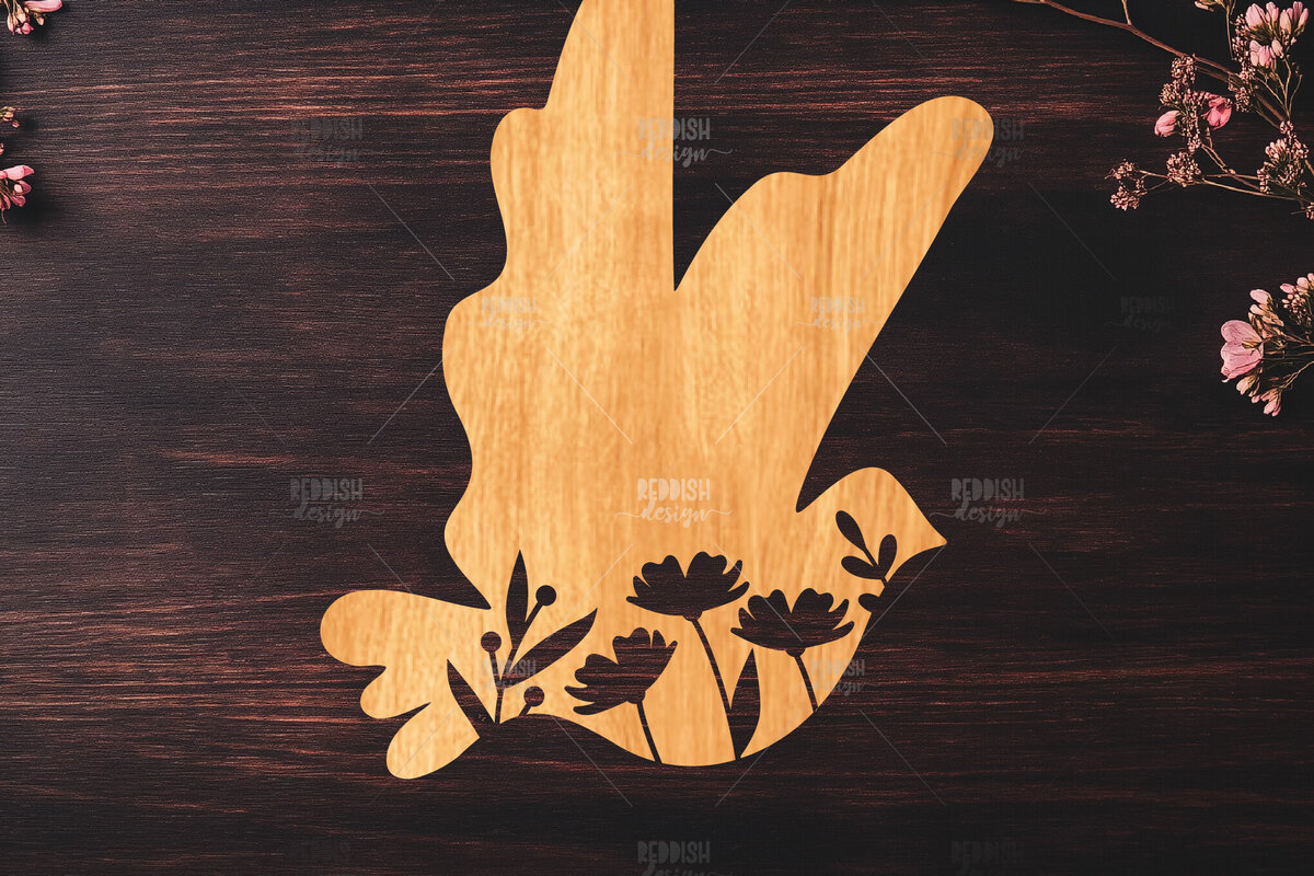 Σετ των 2 Intra απο ξύλο plywood 3mm-4mm πάχος -   κοπής Dove Floral Laser Δίασταση 20x20 cm INTRAFABR-119534927