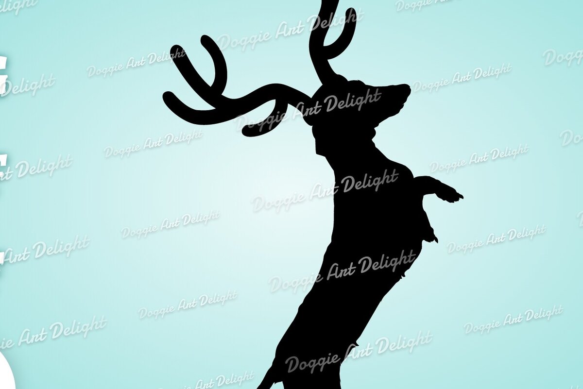 Σετ των 2 Intra απο ξύλο plywood 3mm-4mm πάχος - Doxie Christmas Dog Reindeer  Png Δίασταση 15x15 cm INTRAFABR-82850641